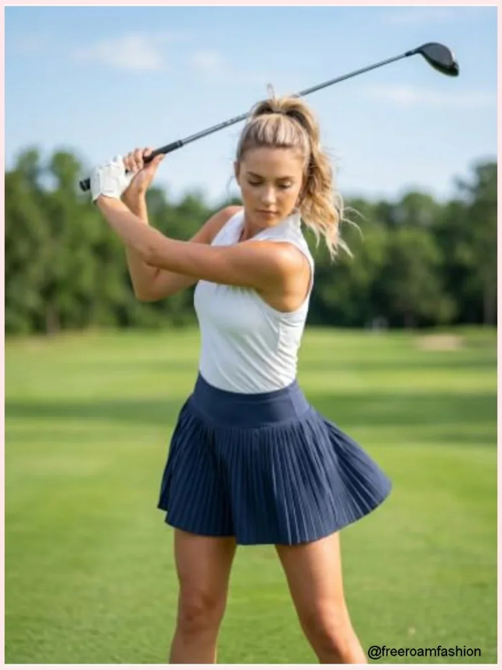 Pleated Tennis Skirt with Built-In Shorts & Pockets, High Waisted Athletic Skort